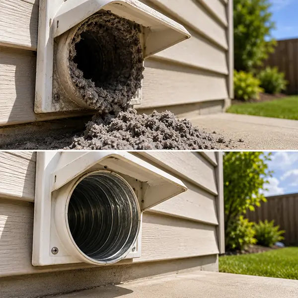 Professional dryer vent cleaning service in a modern home.